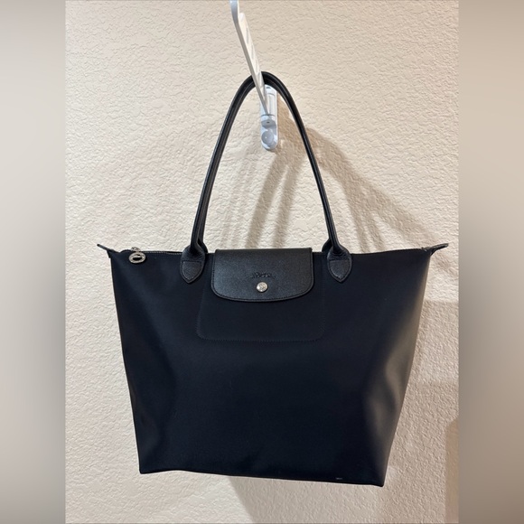 Longchamp Paris Handbags - LONGCHAMP Paris Boho Large Tote Handbag In Black Color Made In France